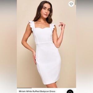 Miriam White Ruffled Bodycon Dress